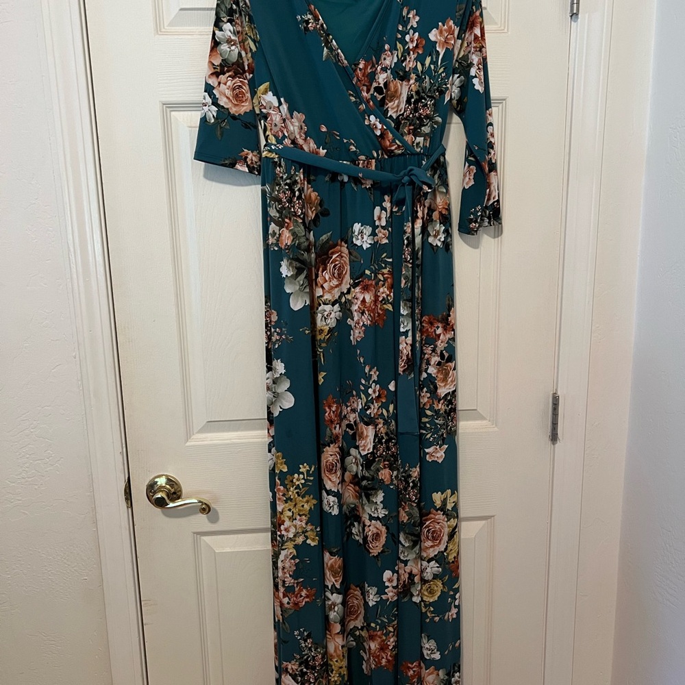 Pinkblush V-Neck Dress with Cuffed Sleeves